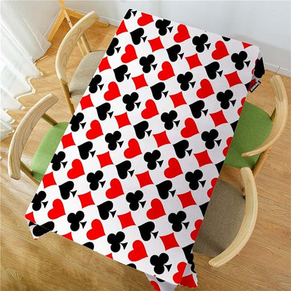 Swono Decorative Rectangle Table Cloth Card Game Symbol, Funny Diamond Shapes Hearts Spades Poker Polyester Tablecloth Kitchen Table Cover for Dining BBQ Picnic Coffee Table 50x72, 4-6 Seats