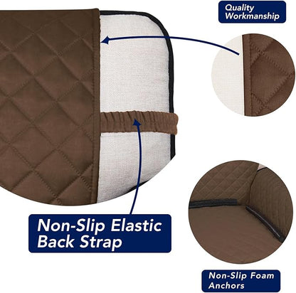 PureFit Reversible Quilted Couch Covers for Dogs Sofa Cover 4 Seater 88" | Coffee/Ivory, Water Resistant Couch Protector, Washable Pet Couch Cover with Non Slip and Elastic Straps For Kids