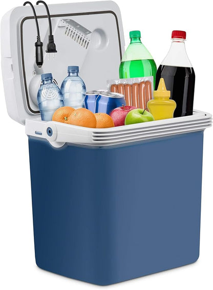 Ivation Electric Cooler & Warmer with Handle |27 Quart (25 L) Portable Thermoelectric Fridge For vehicles & Trucks| 110V AC Home Power Cord & 12V Car Adapter for Camping, Travel & Picnics
