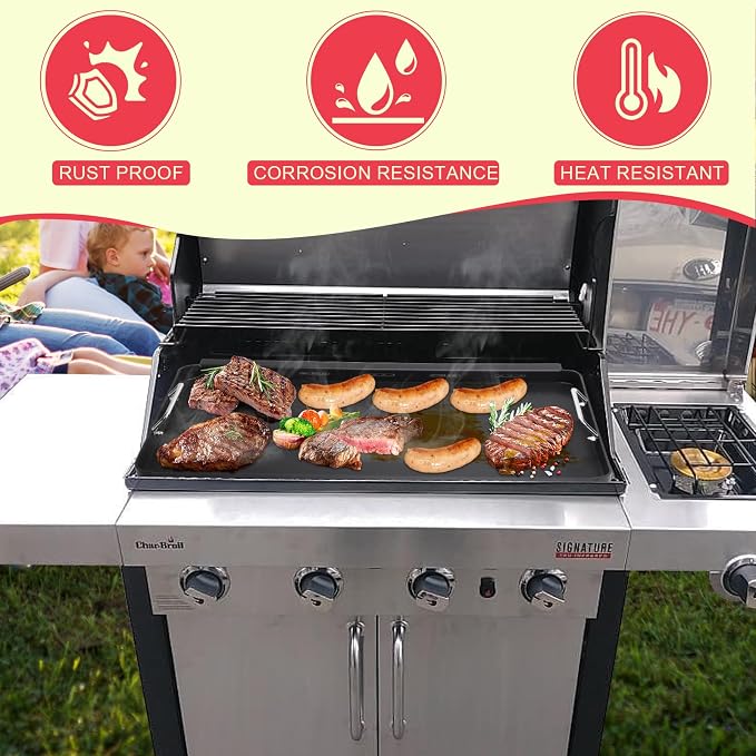 Full-Size Griddle Inserts for Charbroil Commercial Tru Infrared Gas Grills | Fits charbroil 466242715 463276016463439915 3/4 Burner replacement part, G533-0009-W1 G541-0016-W2 4mm carbon steel rustproof