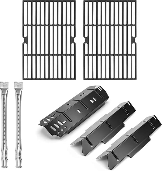 Utheer Grill Replacement Parts for DGH353CRP/DGH353CRP-D with 15.4" Stainless Steel Burner, 2 Cast Iron Grates and 3 Heat Plates, Fits 70-01-634, 3 Burner Grill Repair Kit