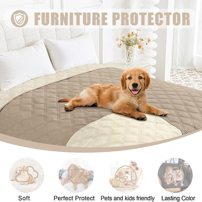 Smiry Waterproof Reversible Pet Couch Covers for Dogs | Pet Friendly, Soft Fabric, Washable Sofa Furniture Protector for Dogs Cat Kids, Checkered (30"x70", Taupe/Beige)