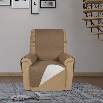 PureFit Reversible Recliner Chair Covers Couch Covers for Dogs, 19 in | Camel/Ivory, Water Resistant Couch Protector, Washable Pet Couch Cover with Non Slip and Elastic Straps For Kids