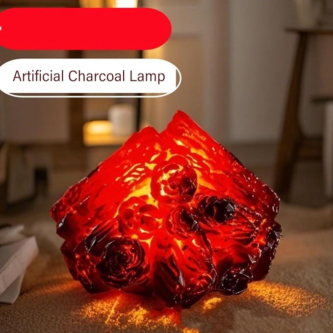 Artificial LED Charcoal Lamp - Flameless Campfire Night Light, Indoor Outdoor Fireplace Light for Party & Home Decor