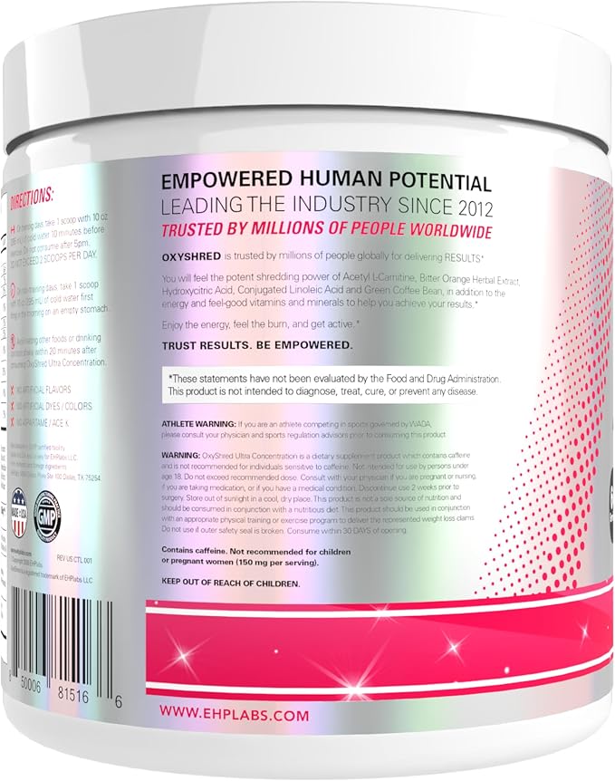 EHP Labs OxyShred Pre Workout Powder - Preworkout Powder with L Glutamine & Acetyl L Carnitine, Energy Boost Drink - Cosmic Blast, 60 Servings