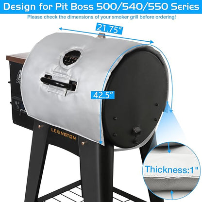 Lexington Insulated Cover for Pit Boss 500 Series Grill Thermal Insulation Blanket Navigator Sportsman 540 550 Wood Pellet Smoker Replacement Parts Pitboss PB500NX PB500SP PB550G Accessory