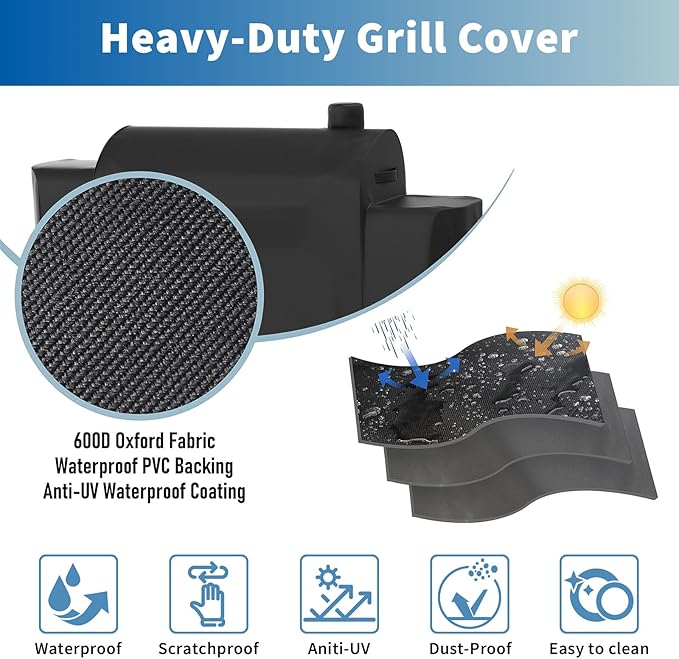 Grisun Grill Cover for Pit Boss 1100 Pro Series Triple-Function Pellet and Gas Combo Grill PB1100PSC2/PB1100PSC1, Sportsman PB1230SP, 600D Heavy Duty Grill Cover, PB 67364