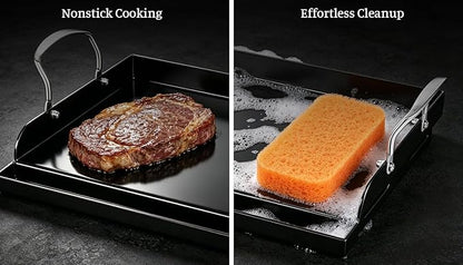 Nonstick Nanoceramic Griddle Plate, Pre-Seasoned Heavy-Duty Flat Top Insert, Universal Outdoor Cooking Griddle for Gas Grill/Charcoal/Gas Stove, Camping, Tailgating, Parties & Backyard BBQ, 17"x13"