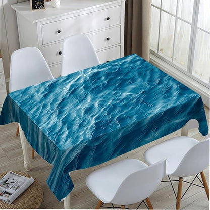 TKS MITLAN Ocean Waves Decorative Rectangle Tablecloth Blue Ocean Waves Seawater Flow Polyester Table Cloths Kitchen Table Cover for Dining BBQ Picnic Coffee Table 60 x 84 Inch 6-8 Seats