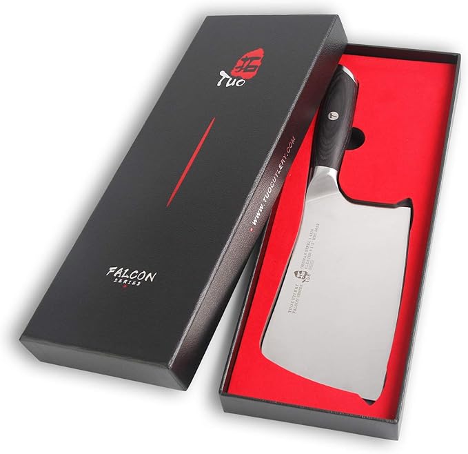 TUO Cleaver Knife, 6.5 inch Butcher Knife for Chopping Meat & Vegetable, High Carbon Steel Chinese Cleaver with Ergonomic Handle - FALCON SERIES
