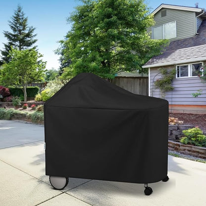 SunPatio Outdoor Waterproof Grill Cover Compatible for Weber 22 Inch Performer Premium Deluxe, RecTeq, Char-Griller Grills, Compared to Weber 7152, Heavy Duty Weather Resistant Charcoal BBQ Cover