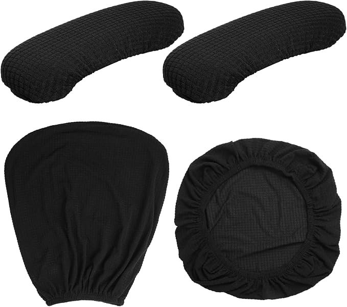 Tallew 4 Pcs Office Chair Covers Stretchable Armrest Seat,XL,Black | Universal Fit Office Desk Chairs, Protective Seat Backrest Slipcovers, Stretchable Prevent Wear, Easy Install for Rotating
