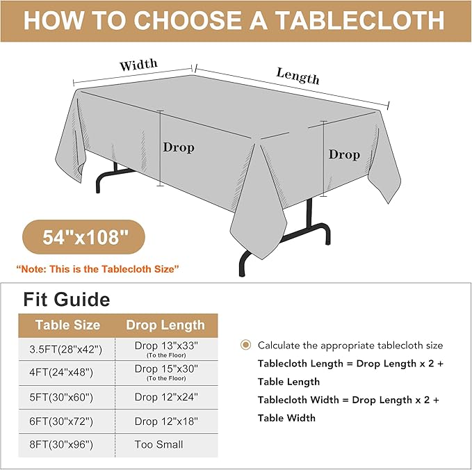 sancua Rectangle Tablecloth - 54 x 108 Inch - Stain and Wrinkle Resistant Washable Polyester Table Cloth, Decorative Fabric Table Cover for Dining Tables, Buffet Parties and Camping, Yellow