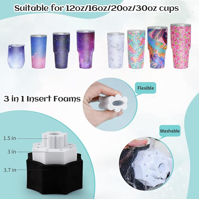 LFSUM 4 Arm Cup Turner for Crafts Tumbler,Multi Tumbler Spinner Machine Kit,Tumbler Turner DIY Glitter Epoxy Resin Tumblers (4X-Cup-Blue)