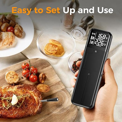 Smart Wireless Meat Thermometer,Digital Cooking Thermometer with Dual High-Accuracy Sensors, 2 Pack Ceramic Heat-Resistant Probe, Instant Read LCD & App Control for Kitchen,BBQ,Oven,Grill,Air Fryer