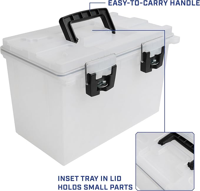 Sheffield XL Ammo Box Made in USA, Stackable Lockable Ammo Storage Box | 4 Pack Lockable Storage Box, Water and Dust Resistant Dry Box, Secures Hunting Gear, Gun Accessories, Supplies, and Bullets
