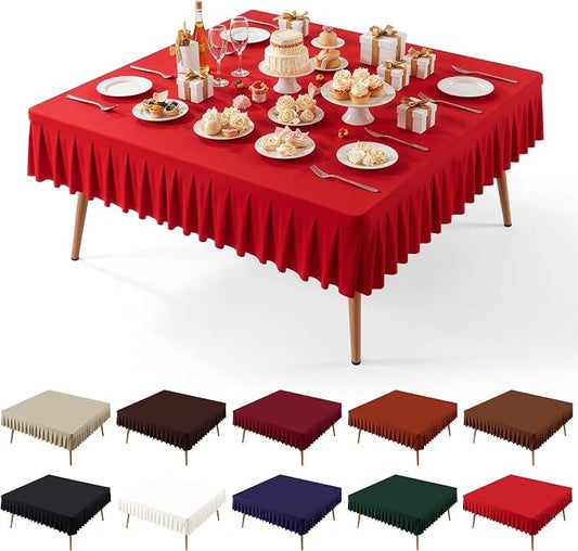 PARTISKY Red Spandex Square Tablecloths 60x60 Inch, Wrinkle Free Fitted Card Table Cloth Stretch Square Table Cover for Kitchen Dinner, Holiday Party, Wedding Banquet, Display Trade Show