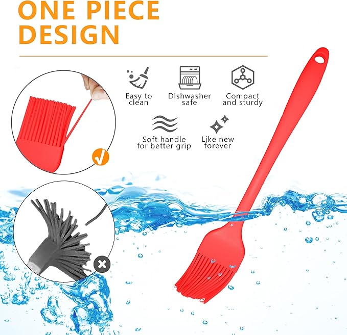 Basting Brush For Cooking, Pastry Brush For Baking, One Pieces Design, Dishwasher Safe, Heat resistant silicone basting brush, Cooking Brush For Oil and Sauce