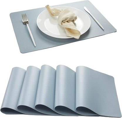 DOLOPL Placemats Set of 6-17"x11.8", Faux Leather Heat Resistant Table Placemat for Dining Table Protection, Waterproof Wipeable & Washable Kitchen Table Mats for Dining,Party,BBQ,Holiday