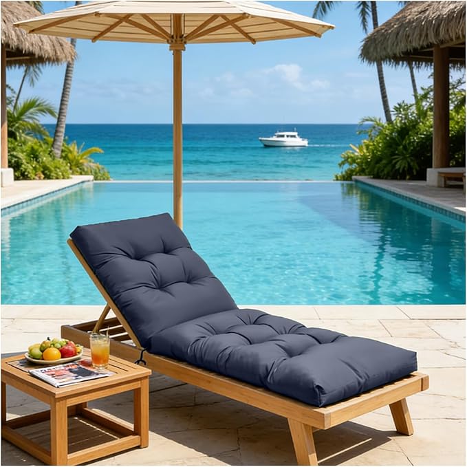 Outdoor Lounge Chair Cushions, 74.4 x 22 x 4.7 Inches Waterproof Fade Resistant Patio Cushion for Chaise Lounger