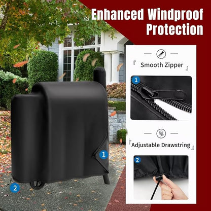 SHINESTAR Grill Cover for Traeger Pro 34/780 Series, 600D Heavy Duty Waterproof Wood Smoker Cover with Zipper & Adjustable Drawstring, Pellet BBQ Cover for 34 Elite/Century, Texas, Z Grills and More