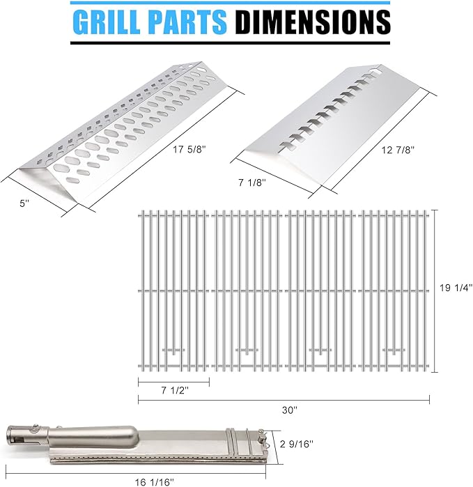 Grill Replacement Parts for Bull 47629 47628 26039 26038 87048 87049 BBQ Grill, 16517 Cooking Grate & 16521 16631 Flame Tamer 16670 16520 Heat Shield & 35717 16516 Grill Burner for Bull Grill