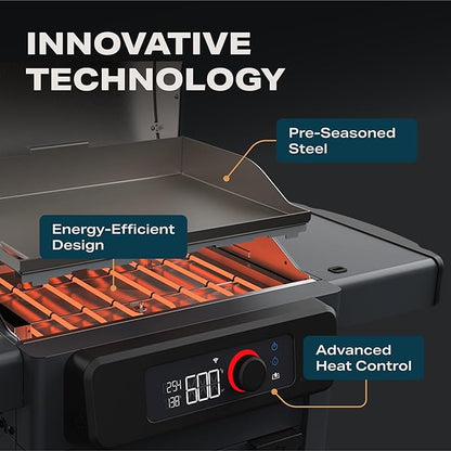 Current® Model G Griddle, Smart Electric Outdoor Flat Top BBQ Grill with 200°F to 600°F Range for Searing & Roasting, Digital Precision, Apartment-Friendly & Weather-Resistant, Slate