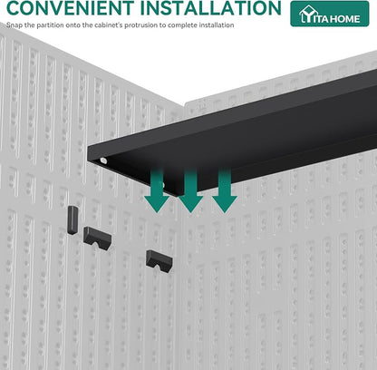 YITAHOME 2-Piece Metal Storage Shed Shelves for 59 cuft Vertical Outdoor Storage Shed，2-Piece Outdoor Storage Rack 51 inx13.8 in with 8 Screws, Easy Assembly, 22 lbs, Black