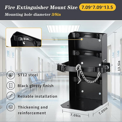 𝙐𝙥𝙜𝙧𝙖𝙙𝙚 20 Lb Heavy Duty Fire Extinguisher Bracket，Wall Mount Fire Extinguisher Holder-St12 Steel, Fit 20 lb Dry/10 lb CO2 Extinguisher for School Boat Truck Replace amerex 809, 3-Yr Service
