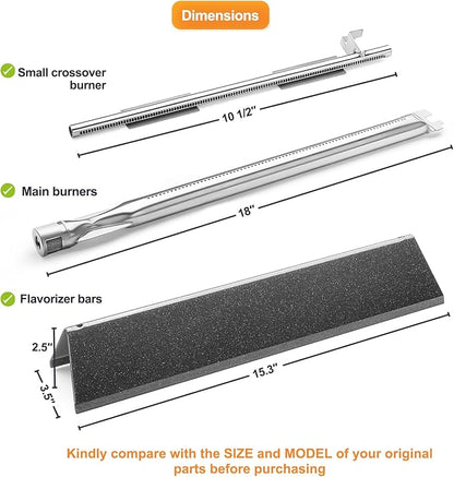 Spirit e210 Grill Parts, Flavorizer Bars and Grill Burner for Weber Spirit I & Sprit II 200 Series E-210 E-220 S-210 S220 with Front Control, for Weber 15.3” Flavor Bars 7635 & 18” Burner Tubes 69785