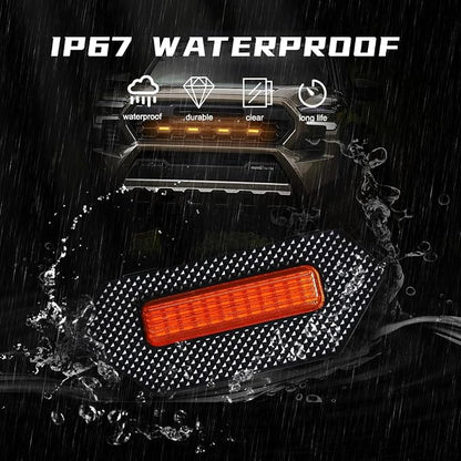 Amber LED Grille Lights for Tacoma TRD Pro/Trailhunter 2024 2025, 4Pcs Front Grill Light Kit with Wire Harness and Fuse