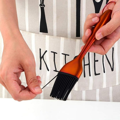 2 Pack Grill Basting Brush with 2 Pack Back Up Silicone Brush Heads, No Shed Bristles Stainless Steel Handles Heatproof Rust Resistant, Pastry Brushes for Kitchen Cooking BBQ (Orange Red)