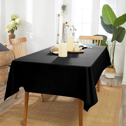 Black Rectangle Tablecloth 54 x 80 Inch 210 GSM Stain&Water Wrinkle Resistant Washable Fabric Table Cloth for Dining Table Buffet Parties Outdoor Picnic Camping Kitchen