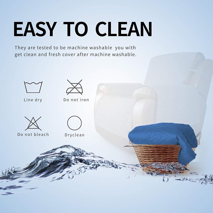 Easy-Going Reversible Couch Cover, Recliner 19 in, Blue/Ivory | Machine Washable Slipcover For Dogs, Water Resistant Furniture Mat For Living Room, Non-Slip Sofa Cover, Pet Friendly