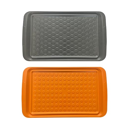 Outset Grill Prep Trays, Set of 2 Large Trays, 17" x 10.5", Orange and Black