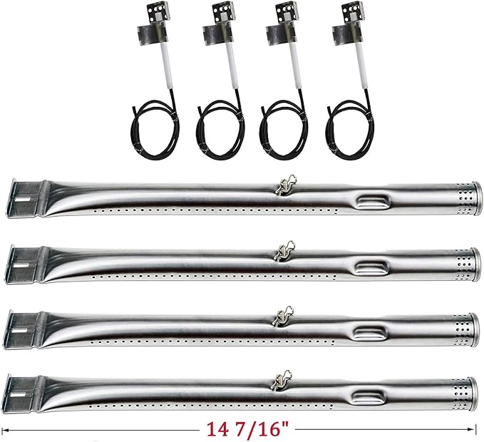 Grill Replacement Parts for Charbroil 463436215, 463436214, 463436213, 467300115, 463234413, 466342014 Gas Grills, Grill Burner Pipe Tube, Heat Plate Tent Shield, Carryover Tube, Grill Igniter