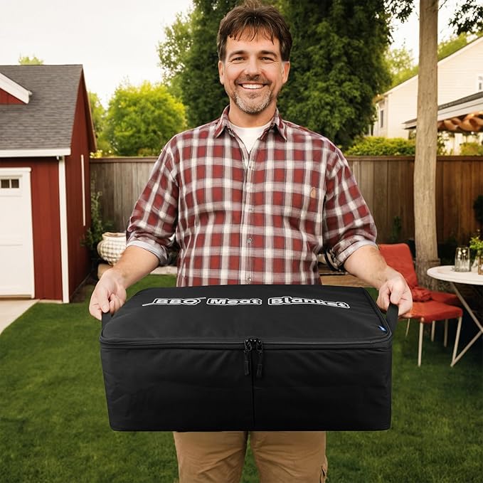 Xxerciz BBQ Blanket for Resting Meat, Insulated Meat Resting Bag with Wide Mouth, Large Leak-Proof Reusable BBQ Accessories Bag for Brisket, Pork, Turkey Meat Warmer for Men, Grilling