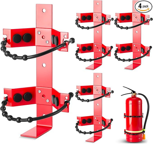 RattanView 4 Pcs Fire Extinguisher Mount Bracket Adjustable, Supports up to 10 lb, Heavy-Duty and Easy Installation, Ideal for Home, Truck, RV, Boat, Commercial Use, Secure and Durable Holder