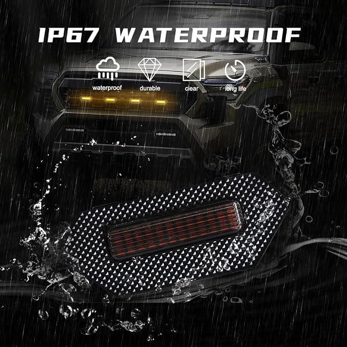 Grill Light for Tacoma TRD Pro 2024 2025, Smoked Shell Amber LED Front Grille Lights Fit for Tacoma Trailhunter