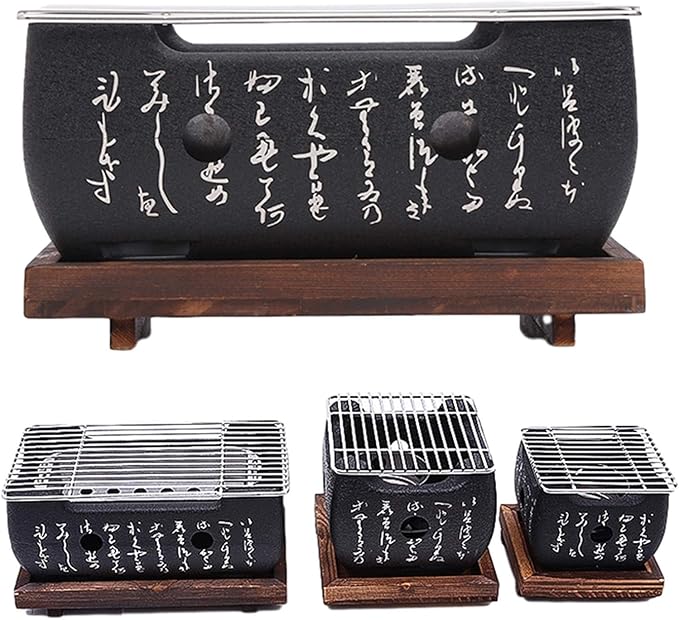 Charcoal Grill Mini Table-top Charcoal Grill Portable Japanese BBQ Grill Charcoal Stove with Wire Mesh Grill and Base Camping Travel