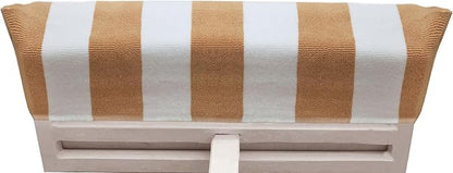 COTTON CRAFT Pool Lounge Chair Cover - 2 Pack Cabana Stripe - Soft Absorbent 100% Cotton Dobby Terry Towel Chaise Lounge Beach Chair Cover - Oversized 32 W x 82 Length x 7 inch Pocket – Linen