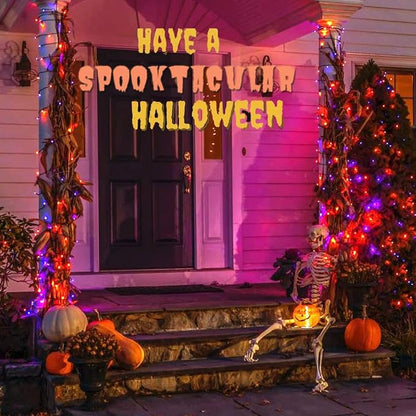 75.8FT 200 LED Linkable Orange and Purple Halloween Lights Indoor Outdoor | Timer & Memory Function & 8 Modes Plug in String Lights Waterproof for Creepy Halloween Party Tree Roof Graveyard Decor