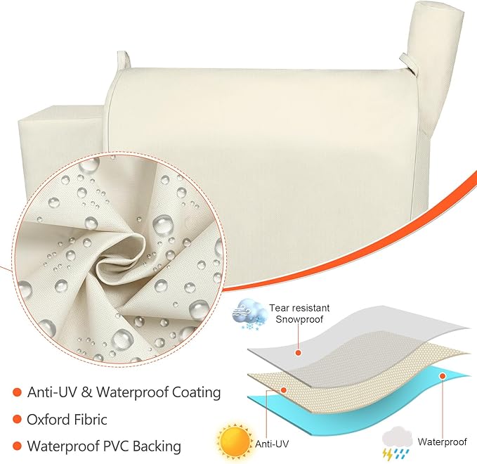QuliMetal Pellet Grill Cover for Traeger Pro 34/780, Texas Elite 34, Eastwood 34 Series Pellet Grills, Z Grills 700/550/600, 600D Fade Resistant Full Length Grill Cover with Elastic Drawstrings, Beige