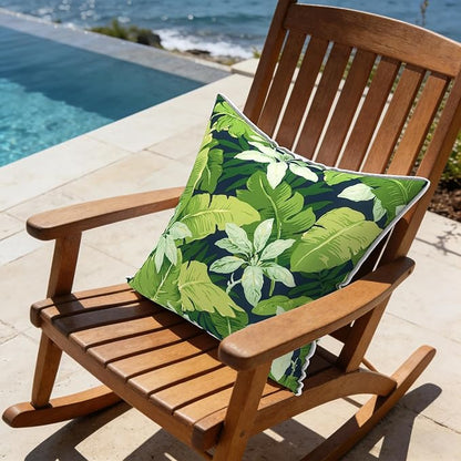 LVTXIII Outdoor Throw Pillows Set of 2, Patio Waterproof Pillows Fade Resistant Accent Pillows for Home and Garden Furniture Decoration, 16"x16", Jungle Leaves