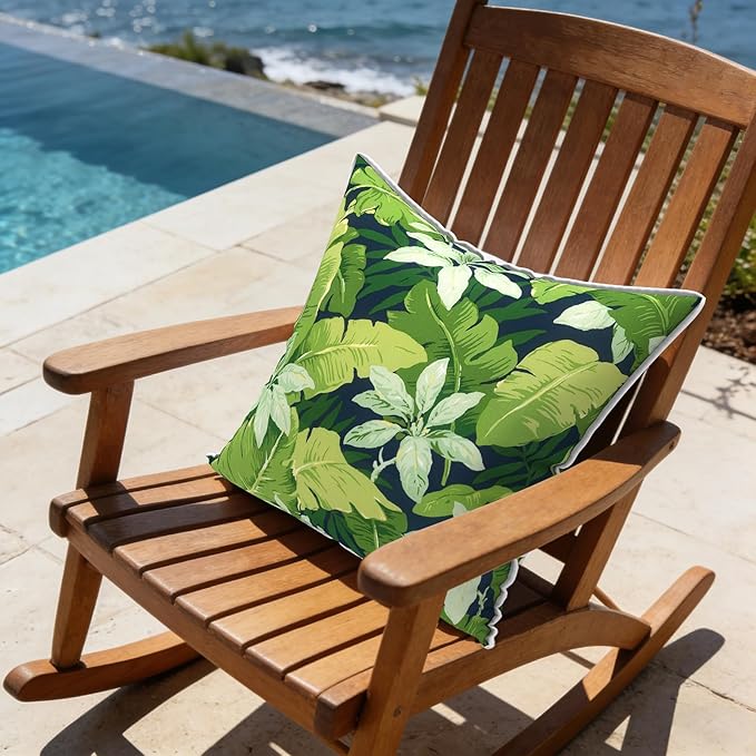 LVTXIII Set of 2 Patio Throw Pillows Covers Waterproof 20x20 Fade Resistant Outdoor Throw Pillow Case, Fluffy Decorative Garden Toss Pillow Covers for Home Patio Coach Sofa Use, Jungle Leaves