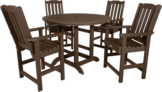 highwood AD-CNL48-ACE Lehigh 5-Piece Round Counter Height Dining Set, Weathered Acorn