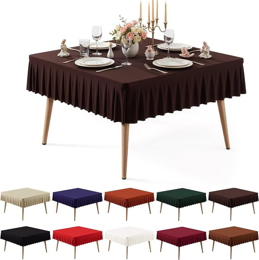 PARTISKY Chocolate Spandex Square Tablecloths 48x48 Inch, Wrinkle Free Fitted Card Table Cloth Stretch Square Table Cover for Kitchen Dinner, Holiday Party, Wedding Banquet, Display Trade Show