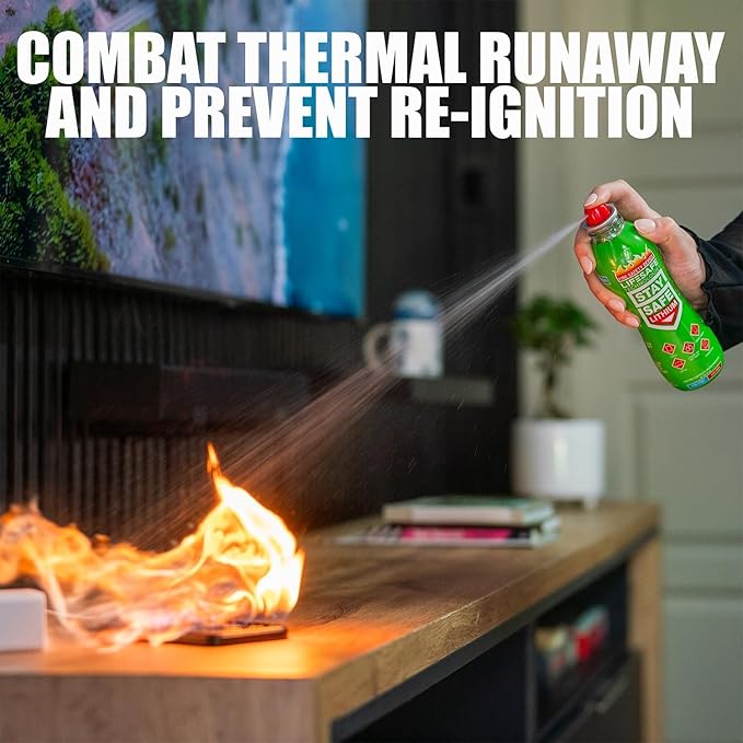 StaySafe Lithium Fire Extinguishing Spray By LifeSafe Technologies | Patented Non-Toxic Fluid Suppresses Fires Caused By Lithium-Ion Batteries in Phones, Laptops, Power Banks and Other Electronics