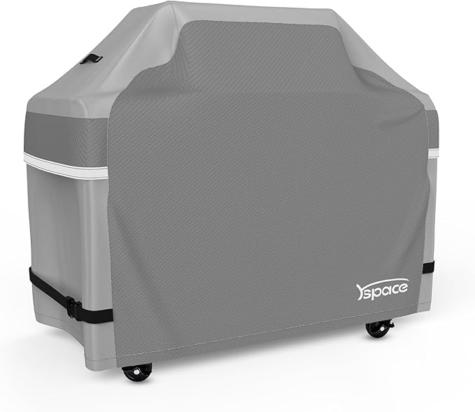 YSPACE Grill Cover 58 Inch Heavy Duty Waterproof, Reflective BBQ Gas Grill Cover with Adjustable Straps, Fits Weber Genesis II, LX 300 and Genesis 300 Series, Char-Broil, Nexgrill and More