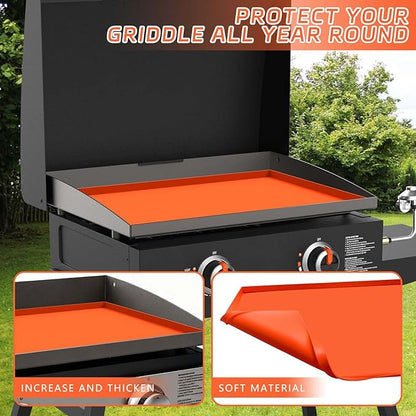 22" Silicone Griddle Mat Cover for Blackstone, Protect Your Blackstone from Dirt and Rust Throughout the Year, Waterproof and Insect-Proof Mattress Protector, Food Grade Silicone Grill Mat (Orange)